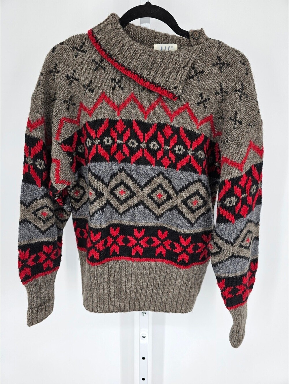 NILS Women's Vintage Gray Wool-Acrylic Long Sleeve Turtle Neck Sweater Size M